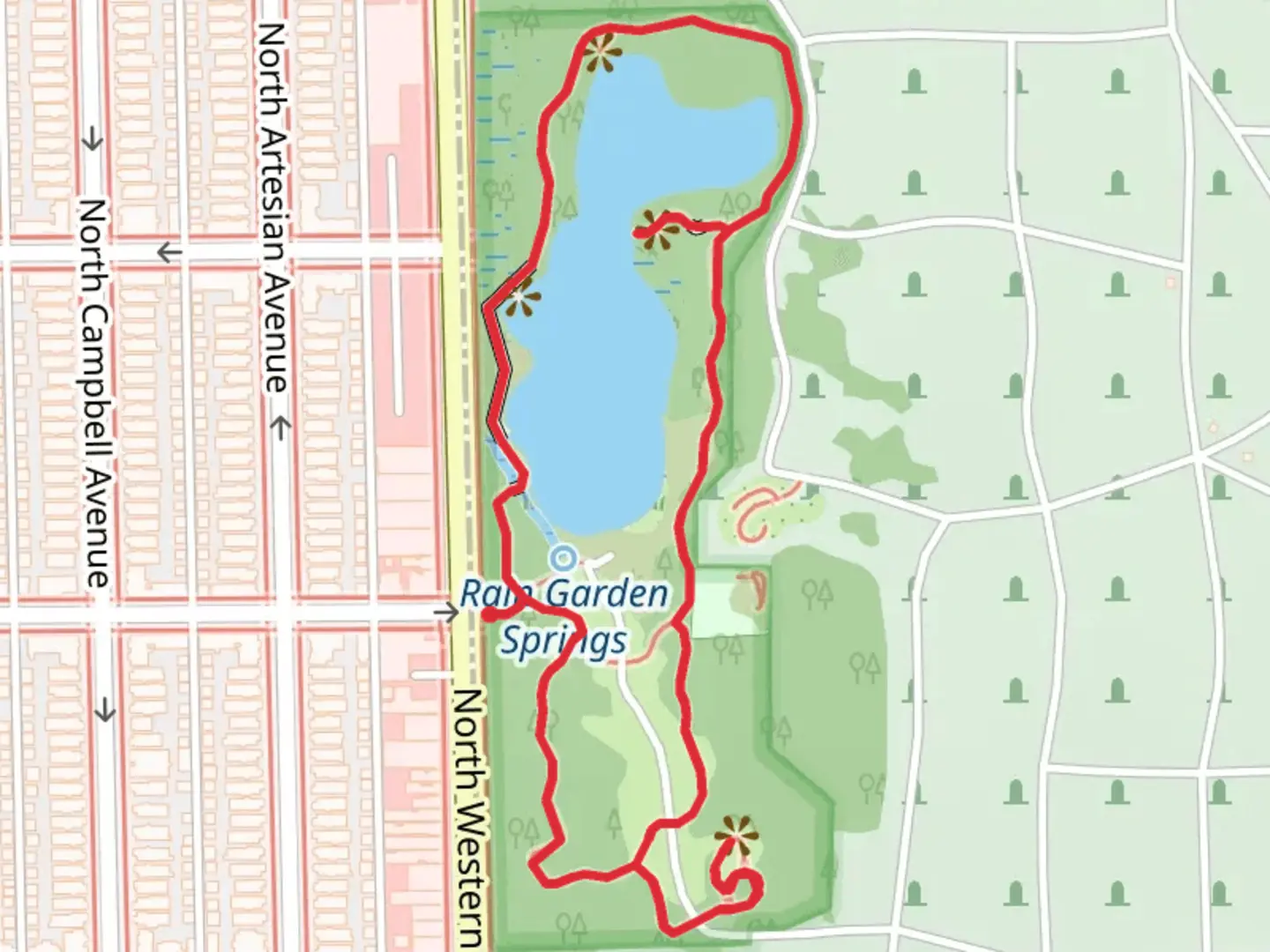An image depicting the trail Oak Savanna Loop and its surrounding area.