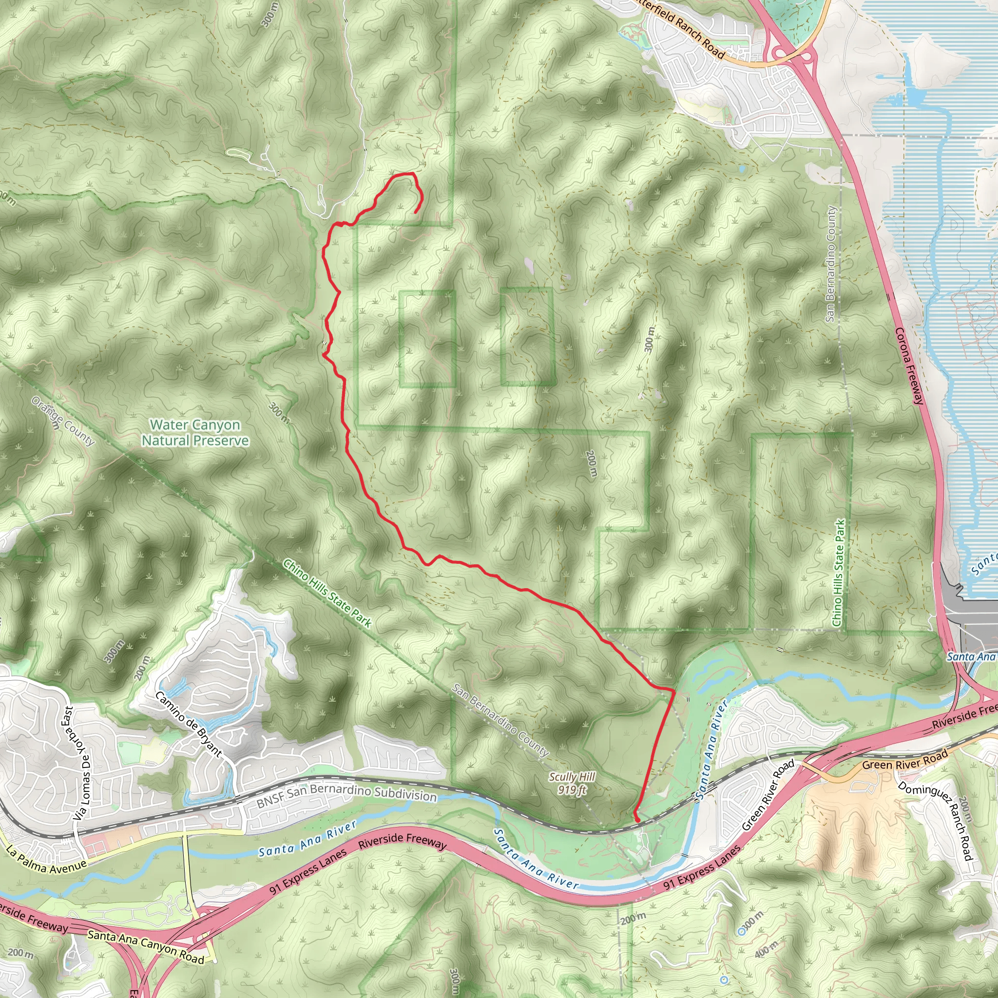 Santa Ana River and Corral Trail mobile static map
