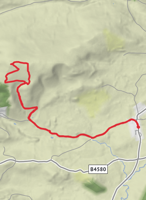 Hike on Llansilin to Gyrn Moelfre and back mobile static map