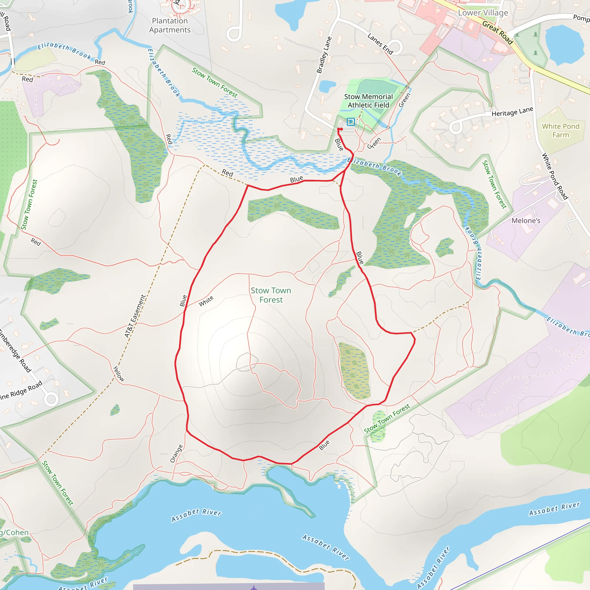 Assabet River via Blue and White Path mobile static map