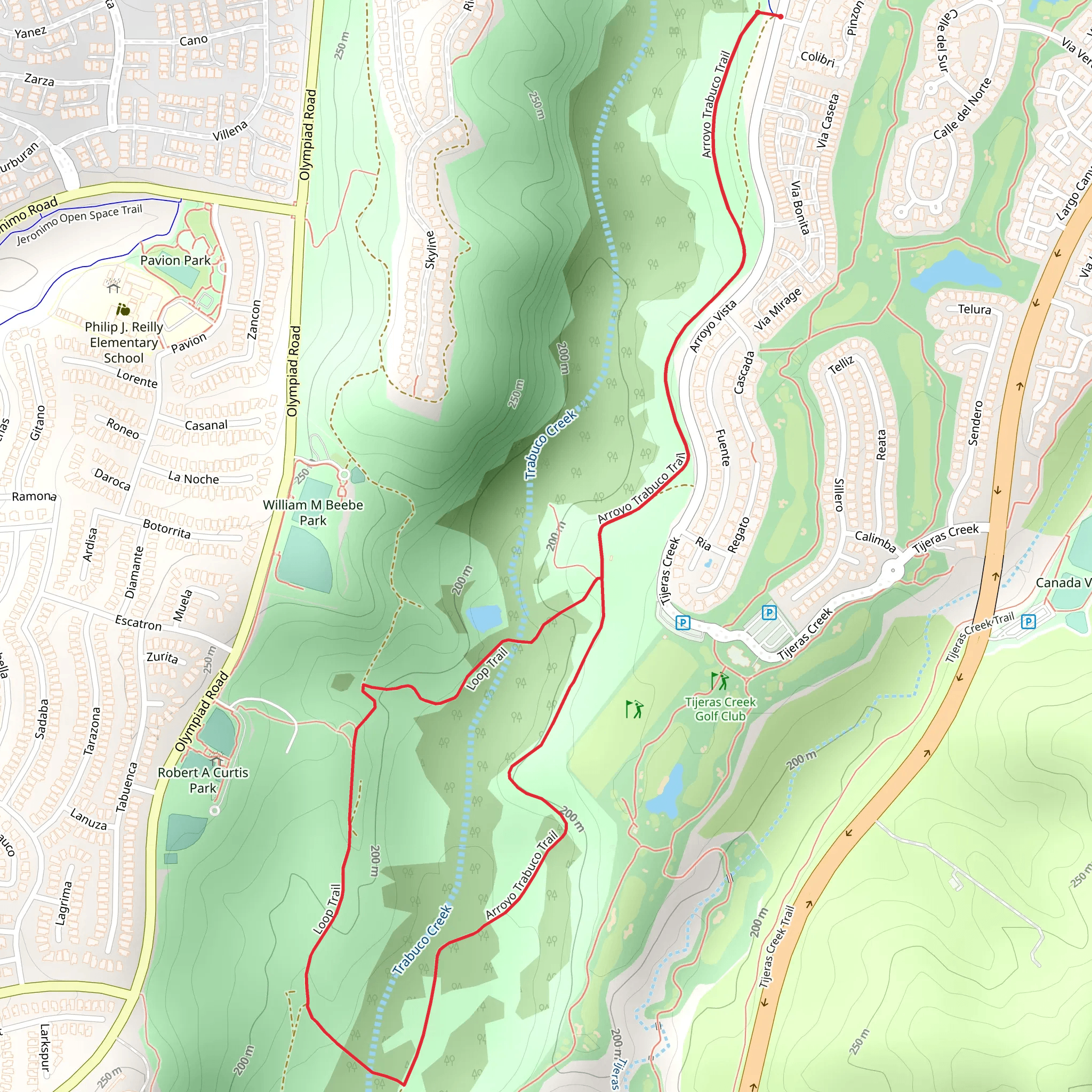 Arroyo Trabuco Loop Trail mobile static map