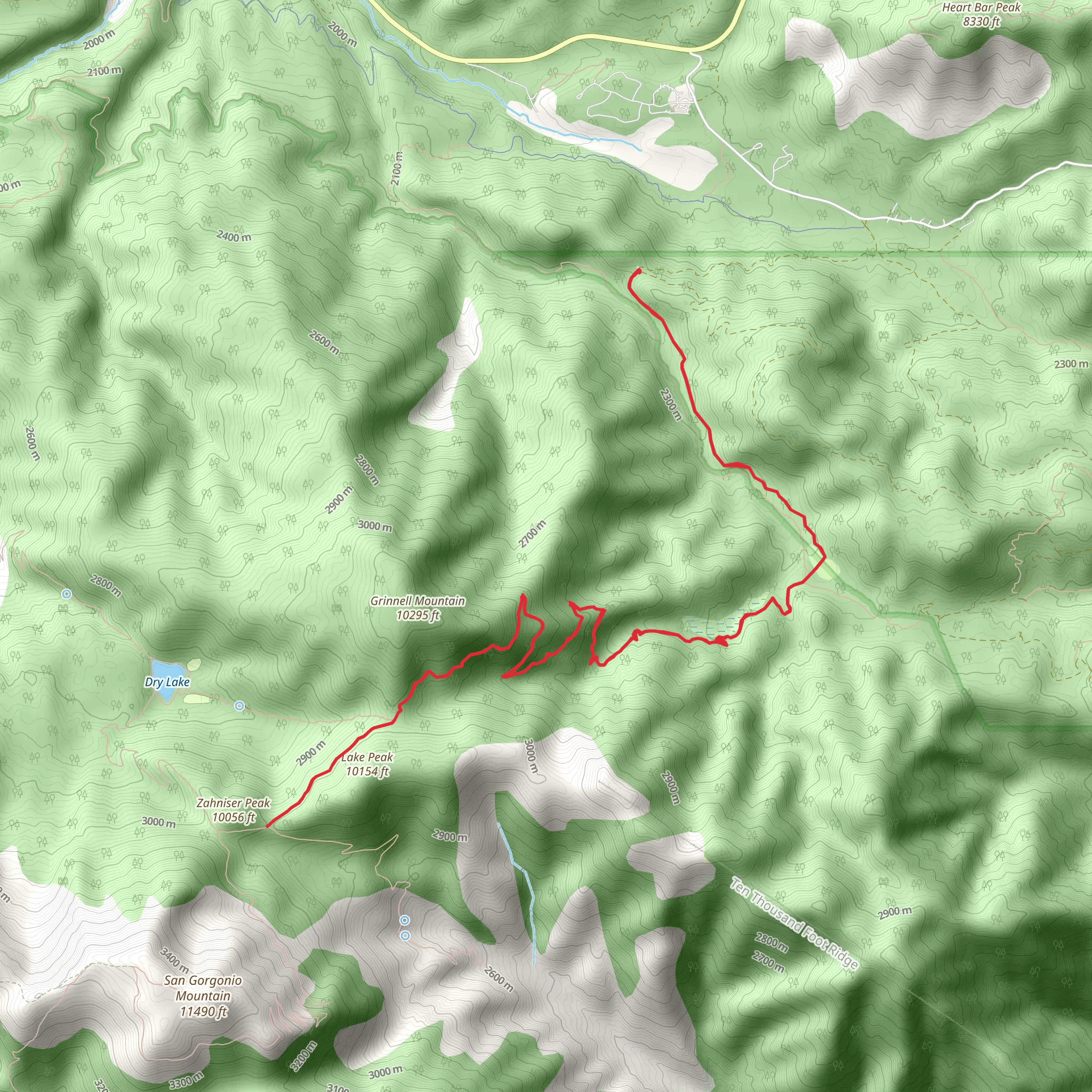 Zahniser Peak via Fish Creek Trail mobile static map