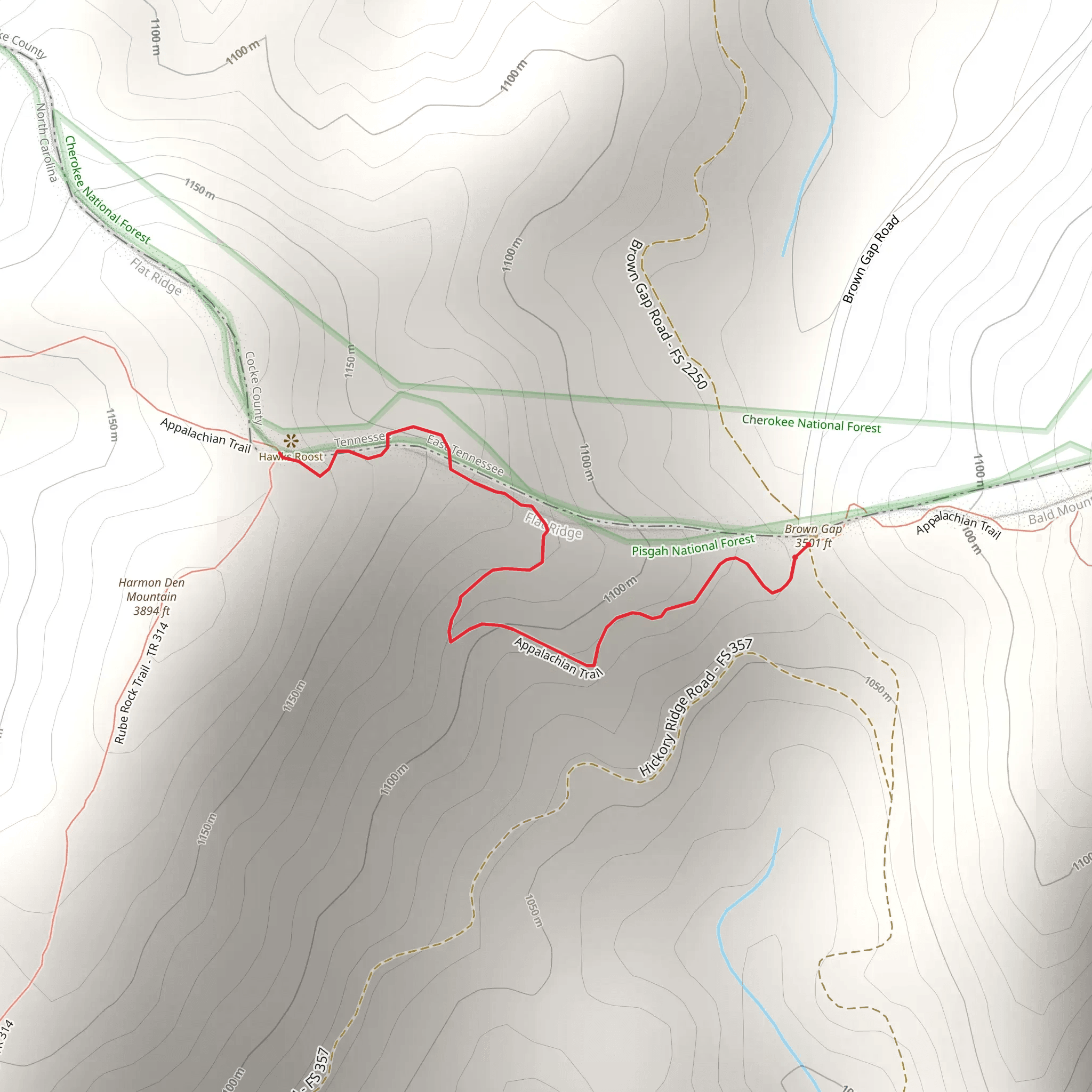 Appalachian Trail via Brown Gap mobile static map