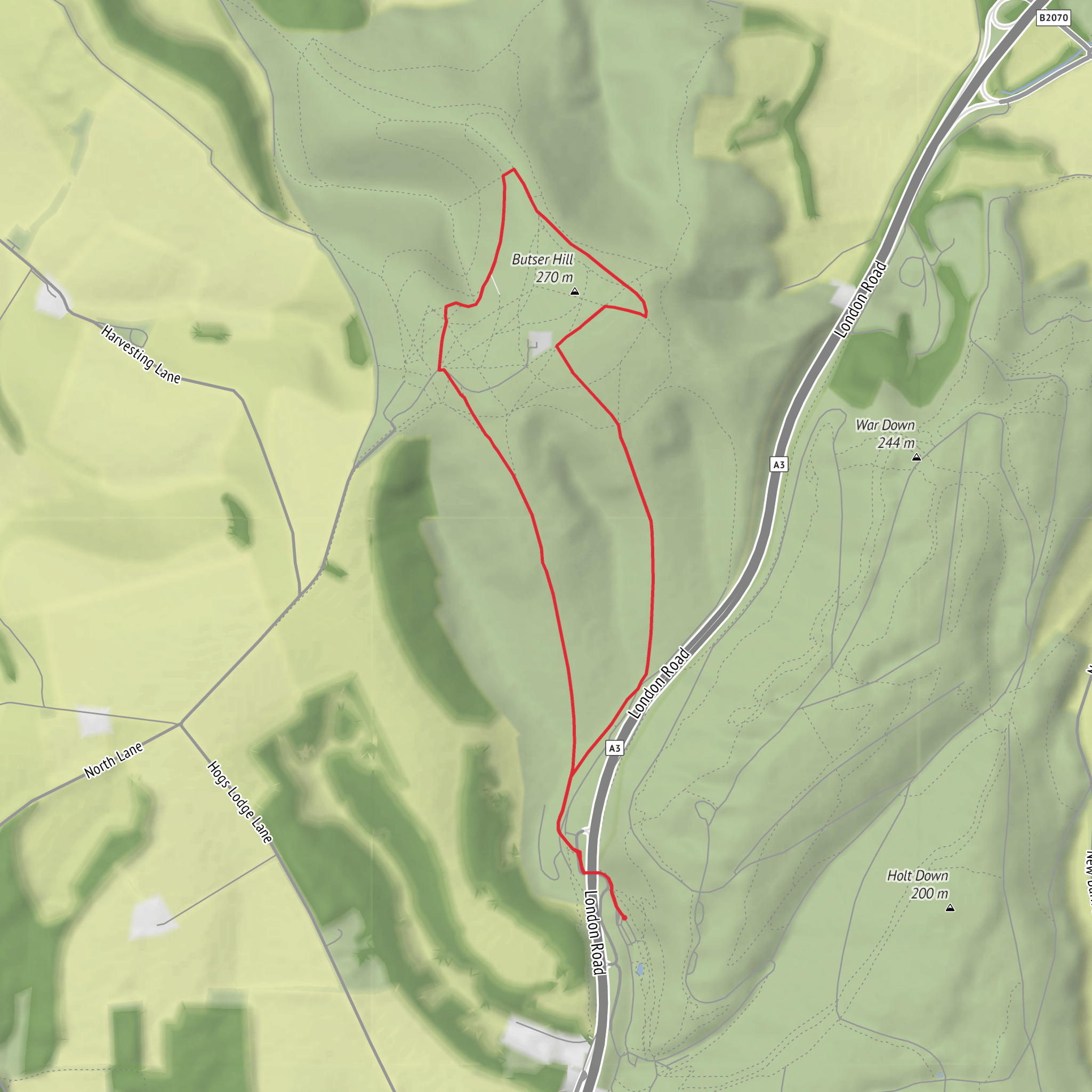 Butser Hill and Hilhampton Bottom Loop mobile static map