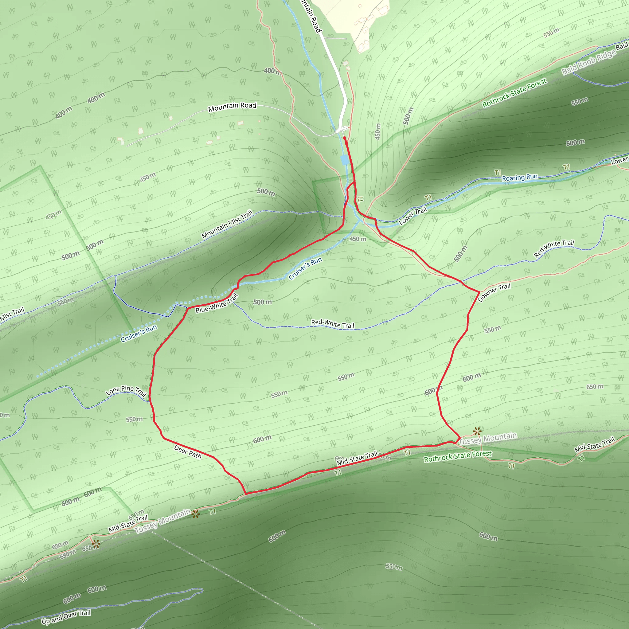 Blue-White Trail and Mid-State Trail Loop mobile static map