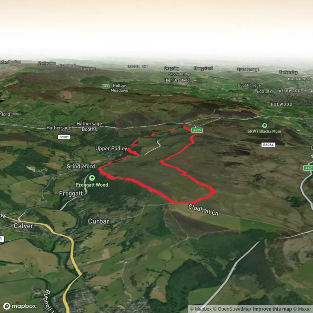 An image depicting the trail White Edge and Hay Wood Loop and its surrounding area.