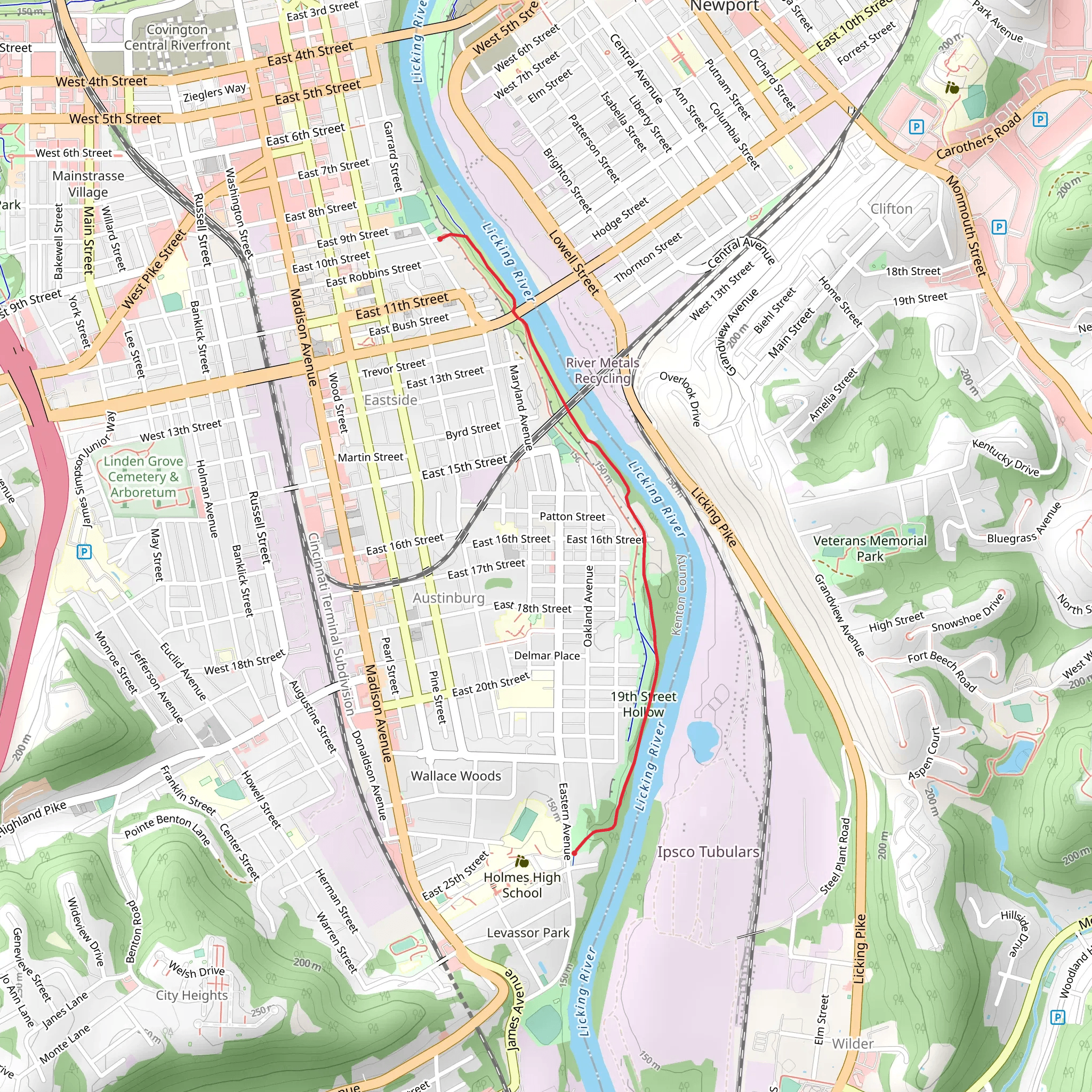 Licking River Greenway mobile static map