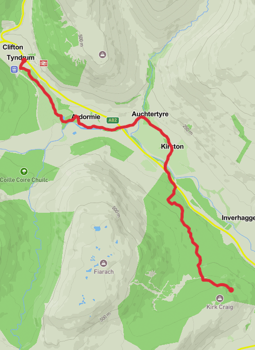 Hike on inversnaid to tyndrum mobile static map