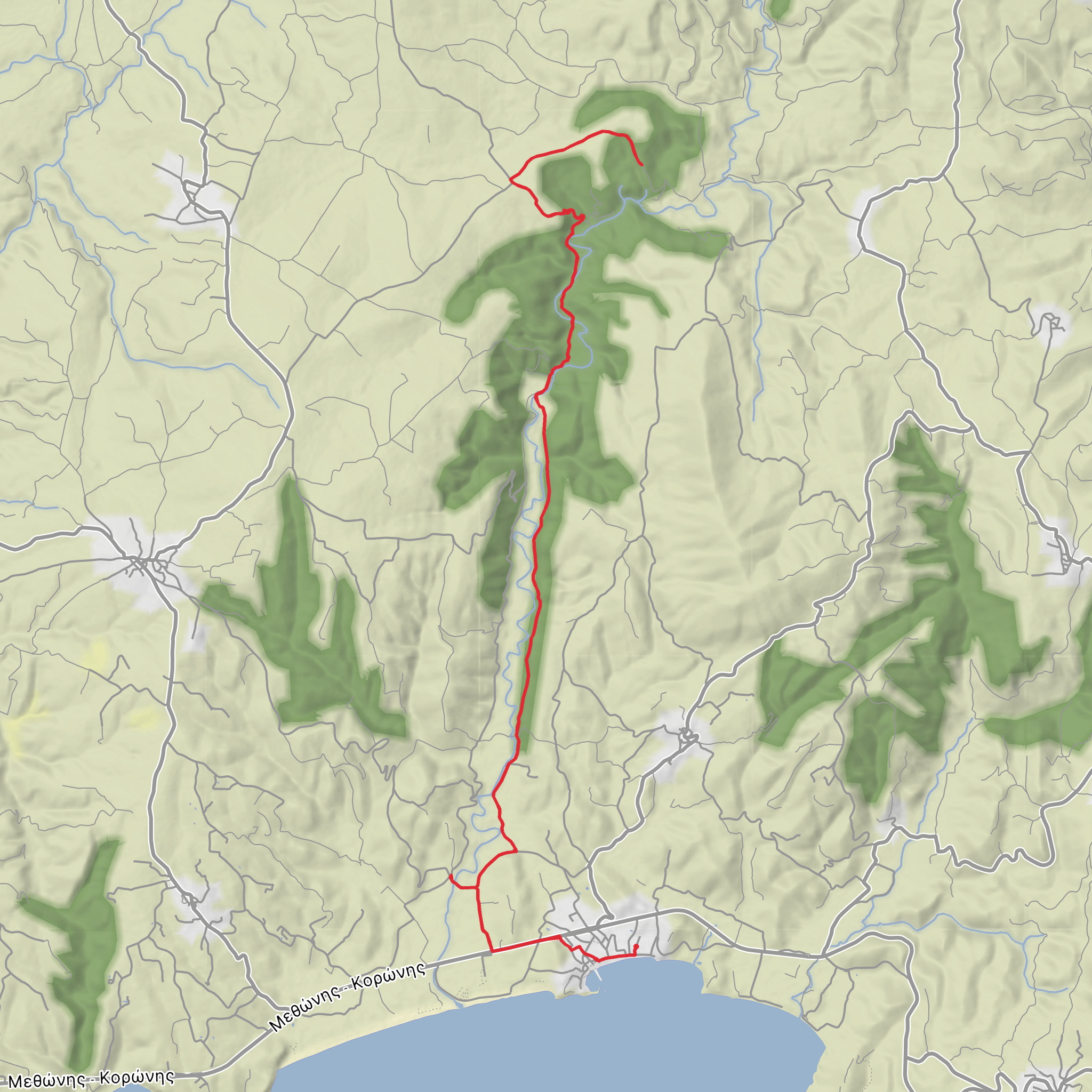 Finikounda out and back along the Nature Trail mobile static map