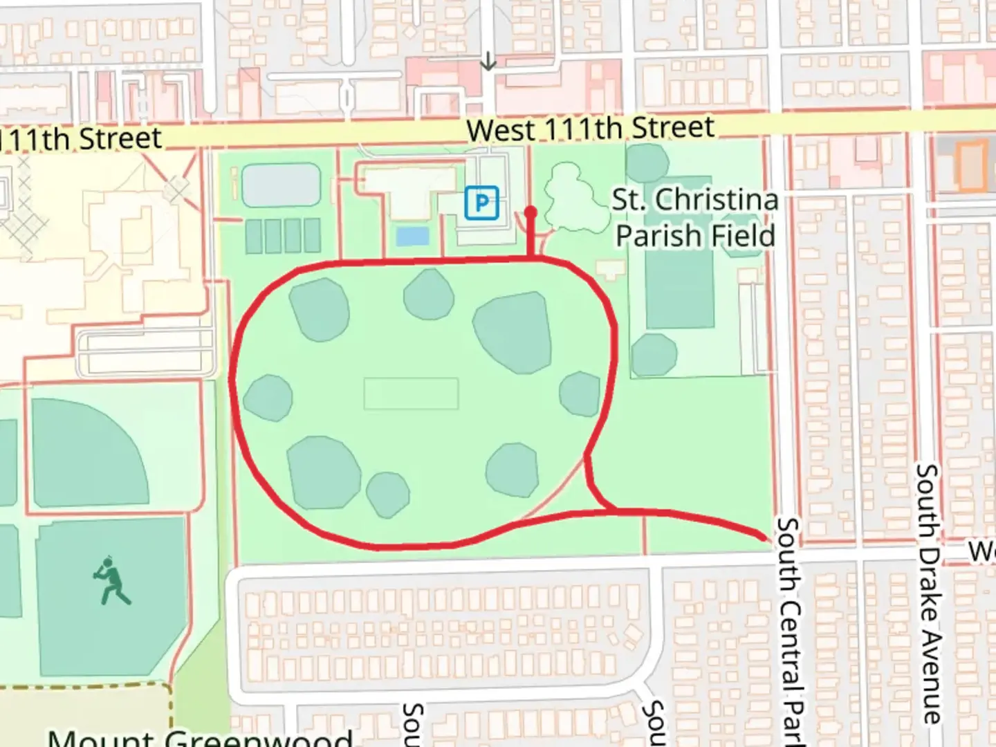 An image depicting the trail St Christina Parish Field Loop and its surrounding area.