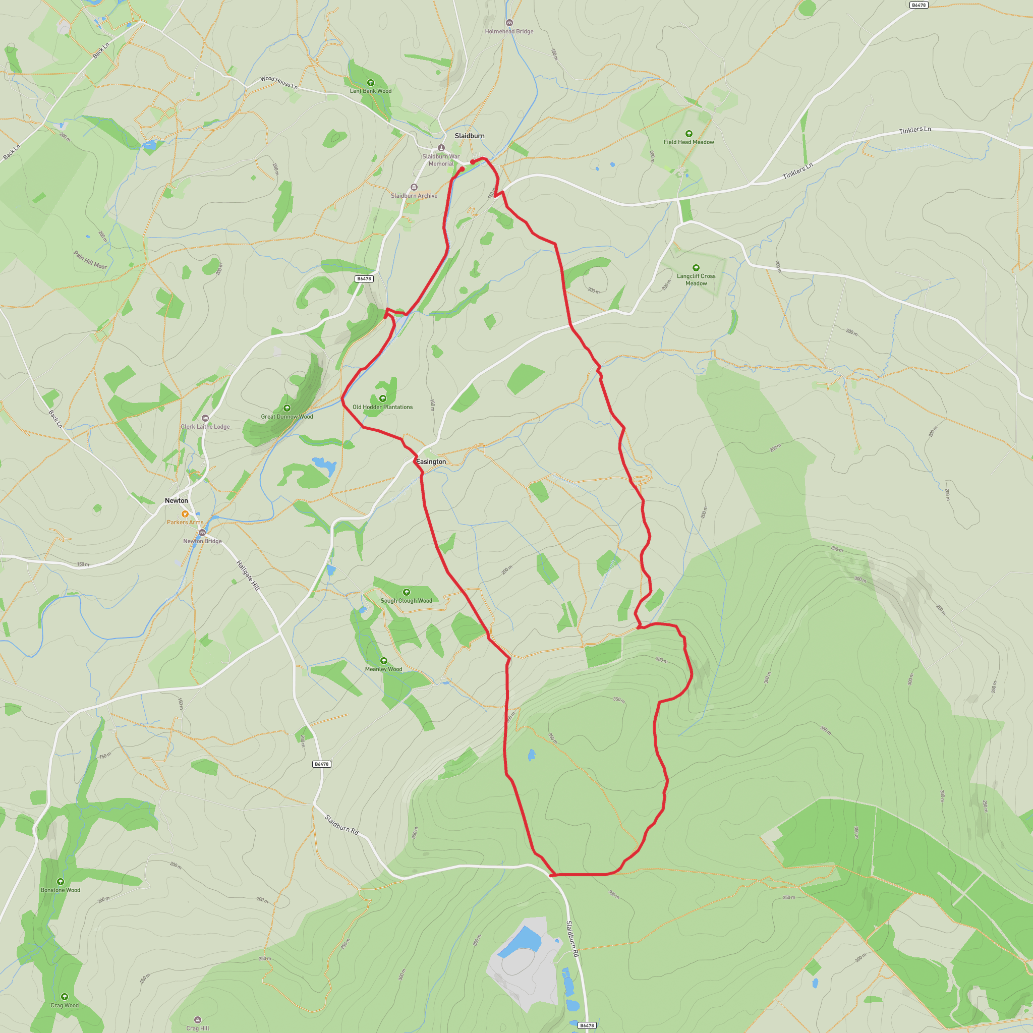 Slaiburn to Wolliper Well mobile static map