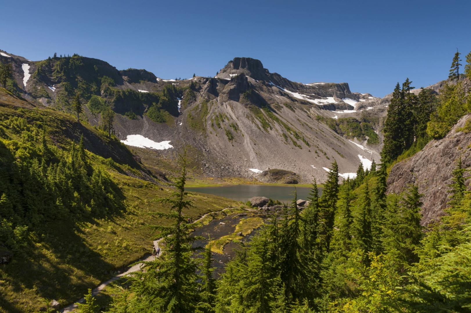 An image depicting the trail Saddle Lake via Meadow Mountain and its surrounding area.