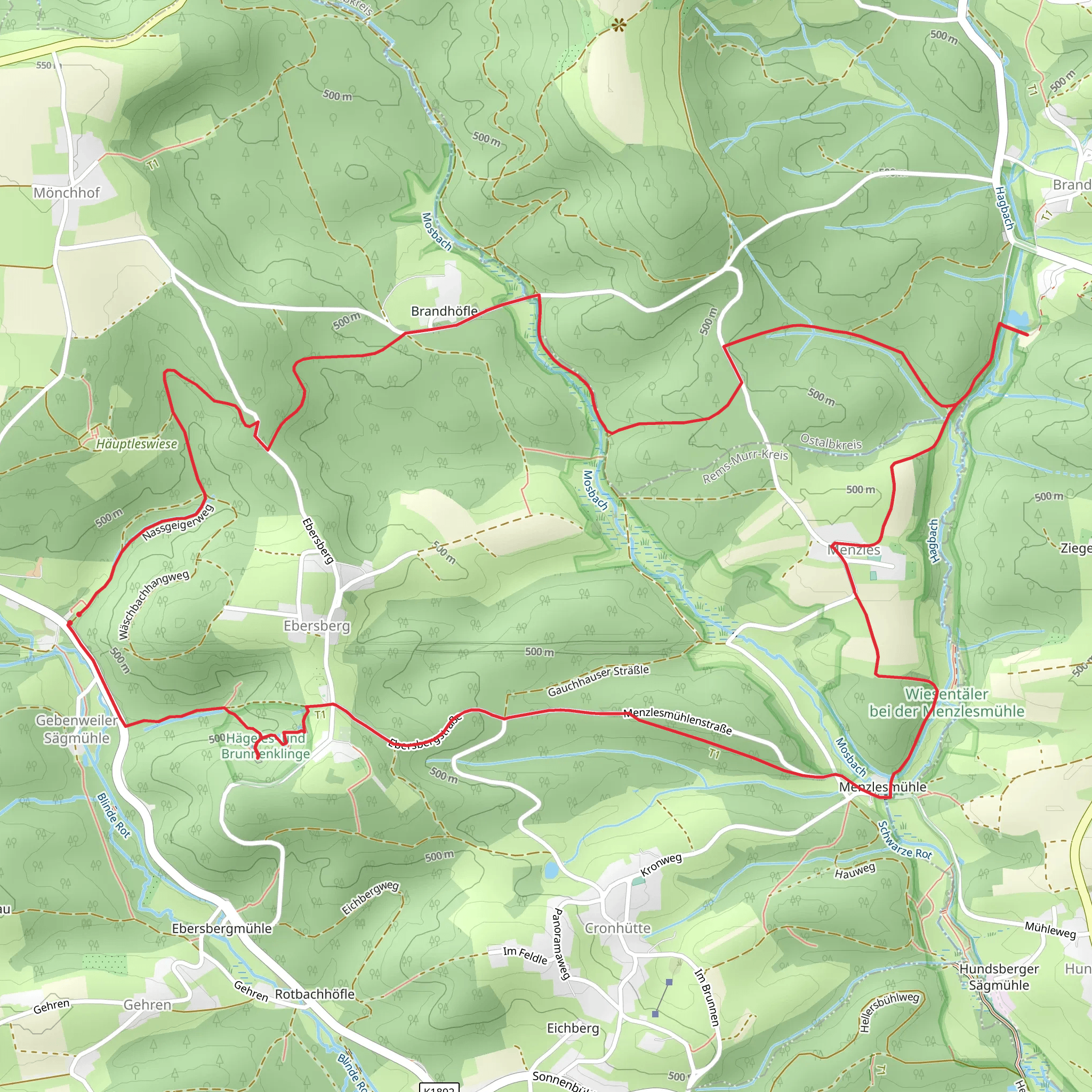 Ebersberg Rundweg and Querweg des SAV mobile static map