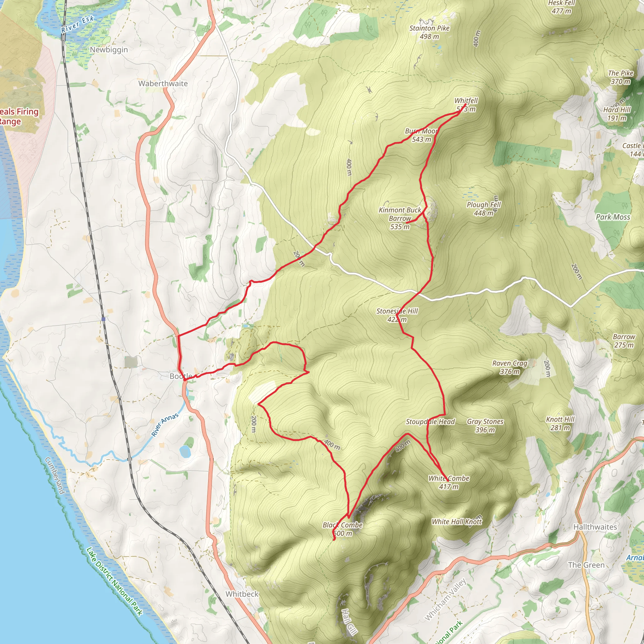 Bootle Black Combe and Buck Barrow loop mobile static map