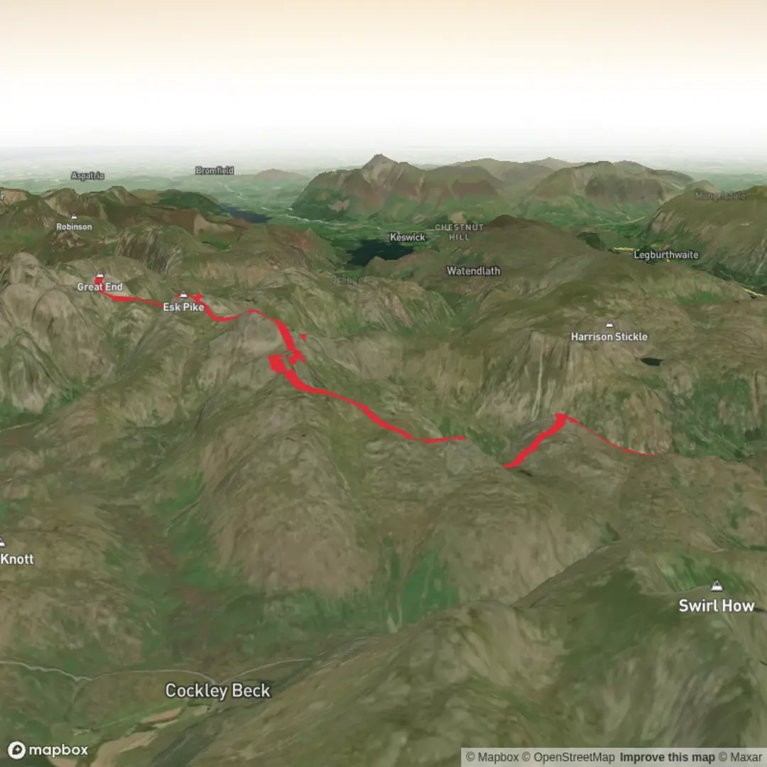 An image depicting the trail Langdale Fells, South and West - 8 WRs and its surrounding area.