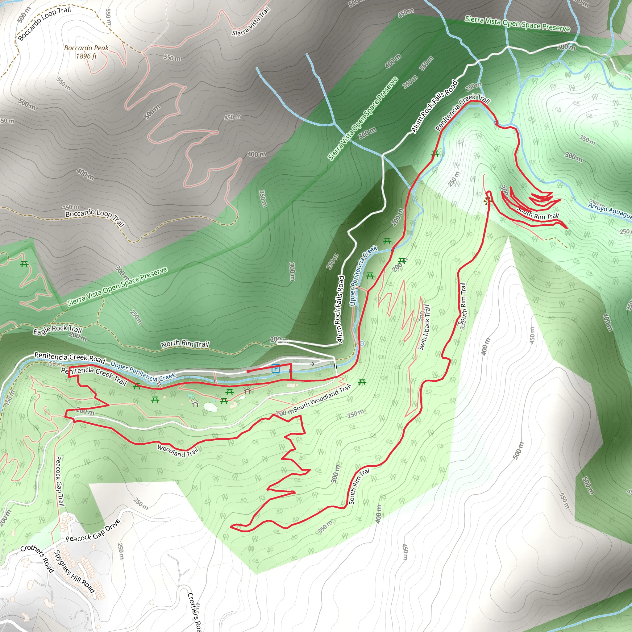 South Rim and Penitencia Creek Trail mobile static map