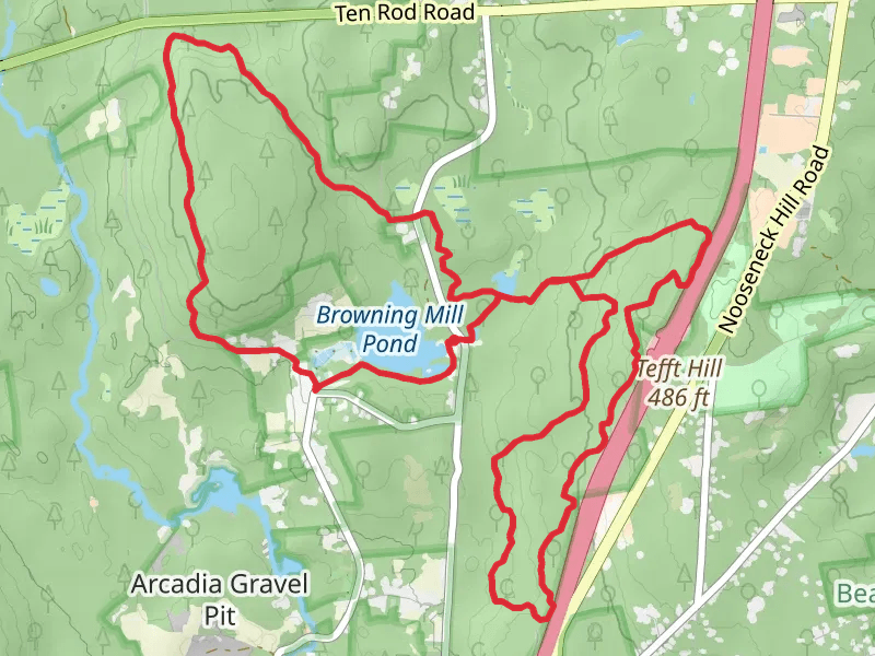 Browning Mill Pond Loop via Arcadia Trail and Tefft Hill Road Loop