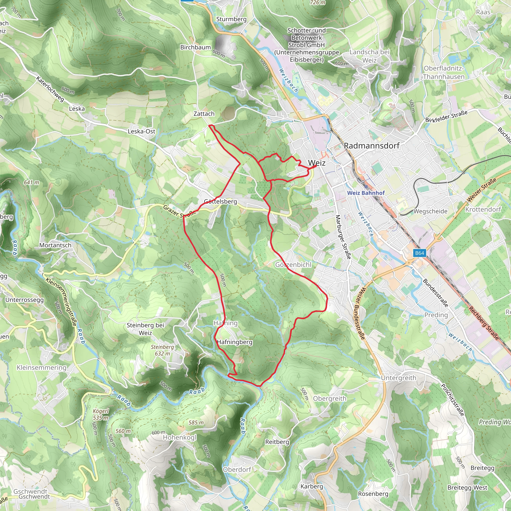 Weiz - Hofstatt Forest Loop Trail mobile static map