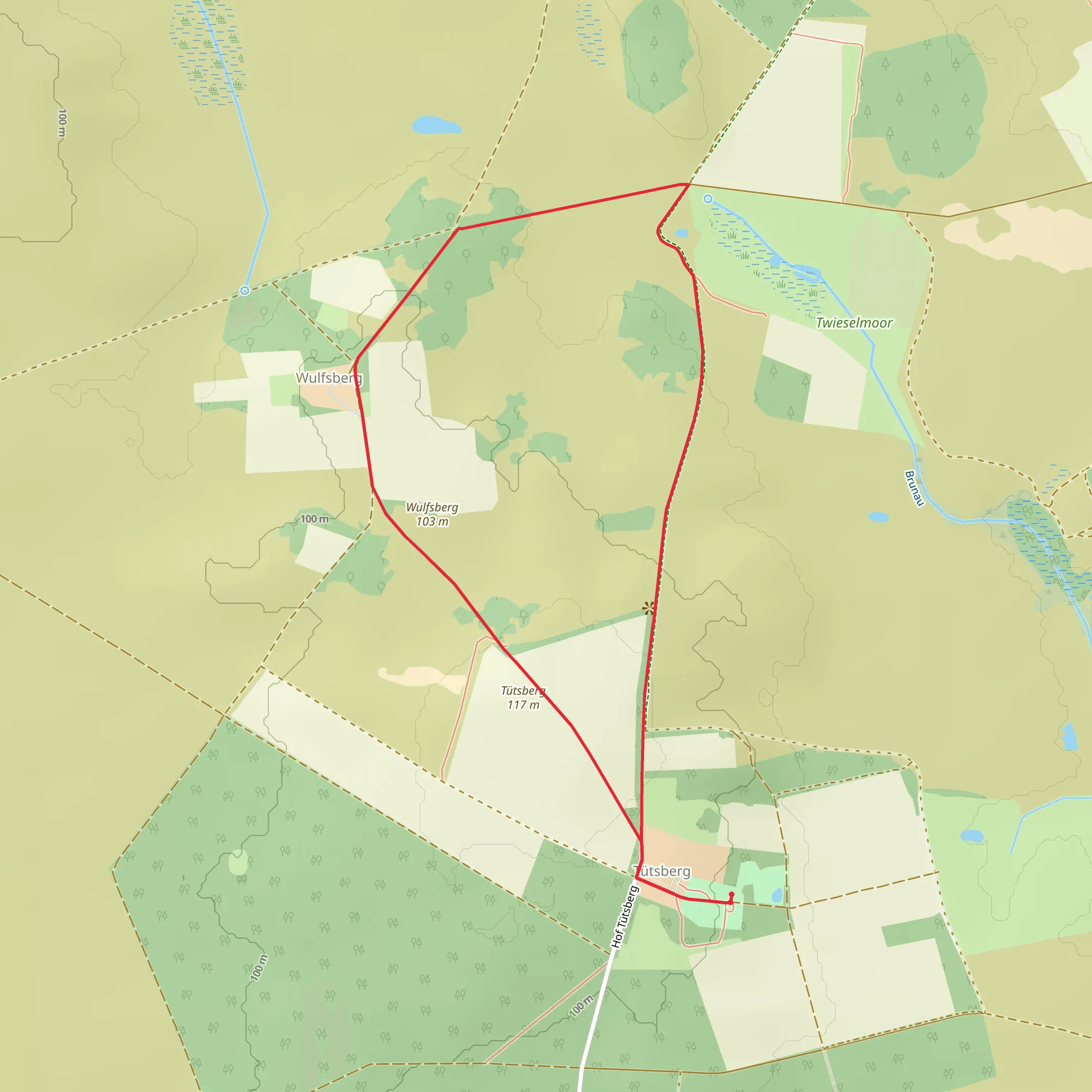 Wulfsberg and Tütsberg Loop via Rundwanderweg Behringen B2 mobile static map