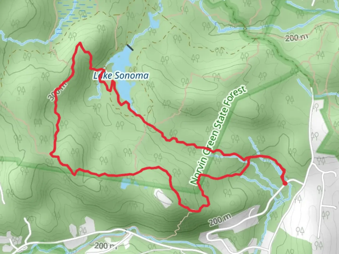 An image depicting the trail Manaticut Point and Hewitt-Butler Loop Trail and its surrounding area.