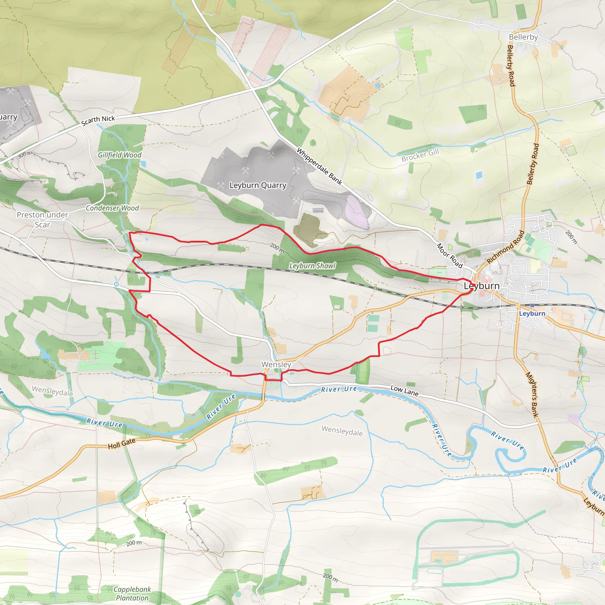 Leyburn Shawl - Tullis Cote and Wensley Park mobile static map