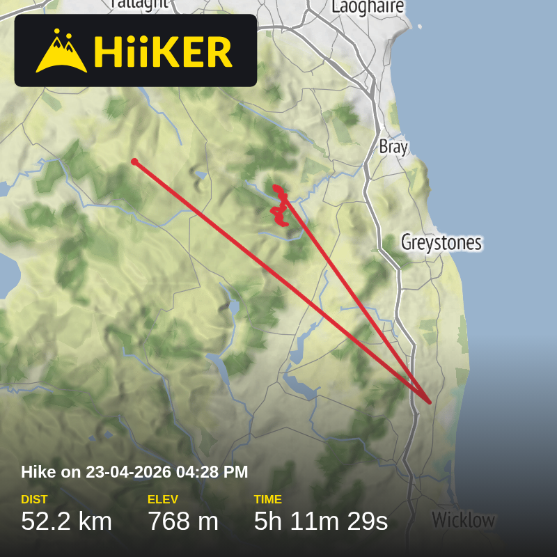 A map preview of the recording Hike on 23-04-2026 04:28 PM.