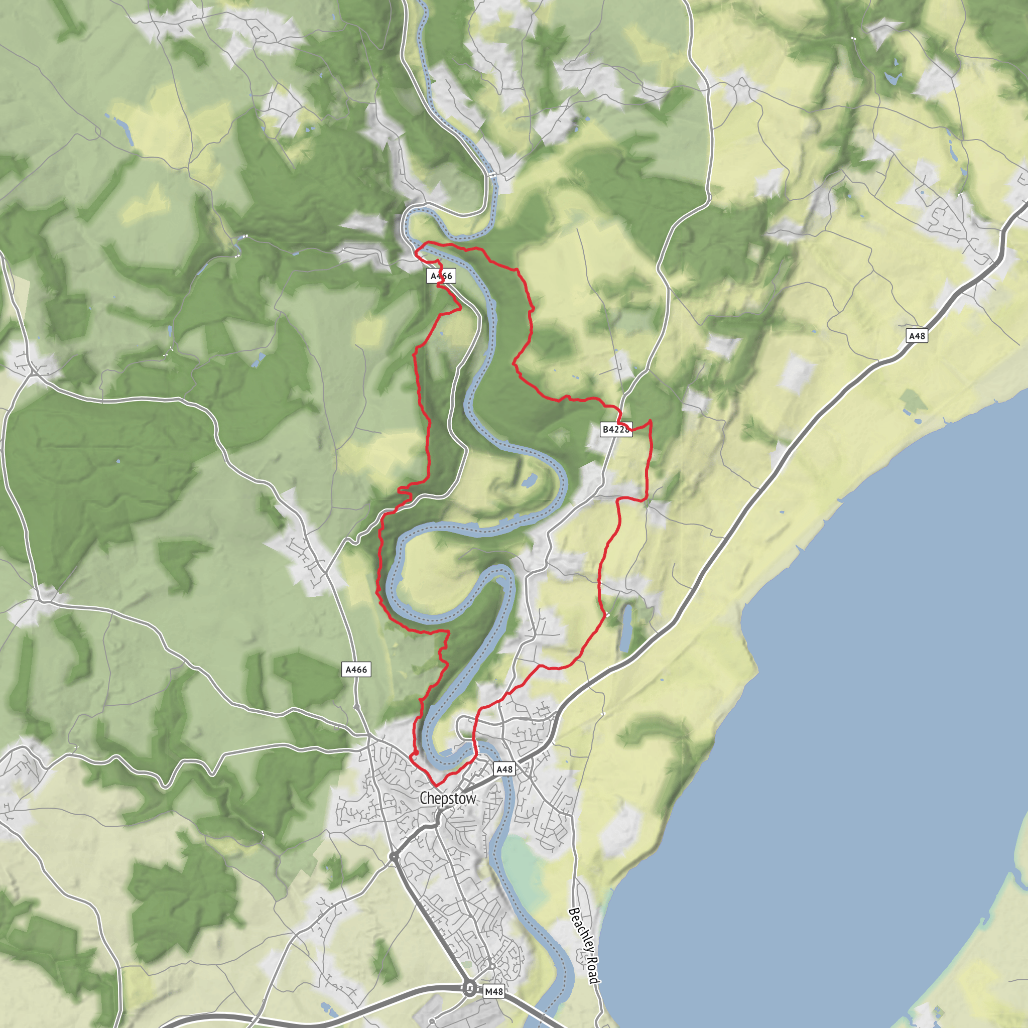 Chepstow - Tintern loop (14 miles) mobile static map