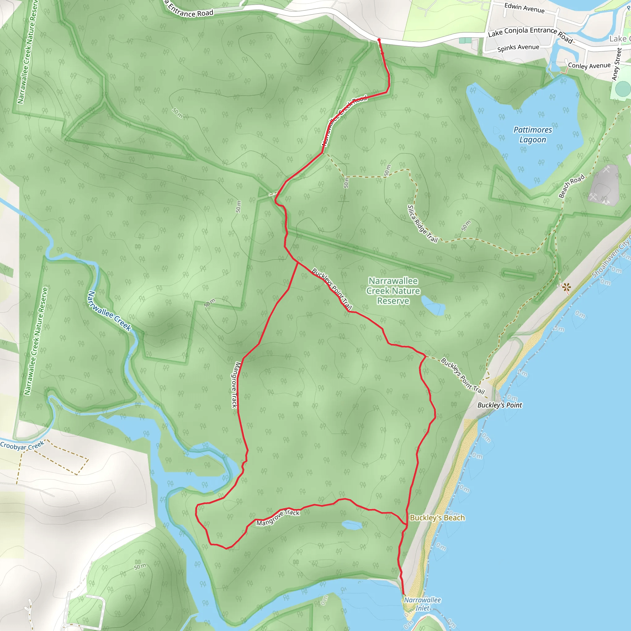 Narrawallee Inlet Track mobile static map