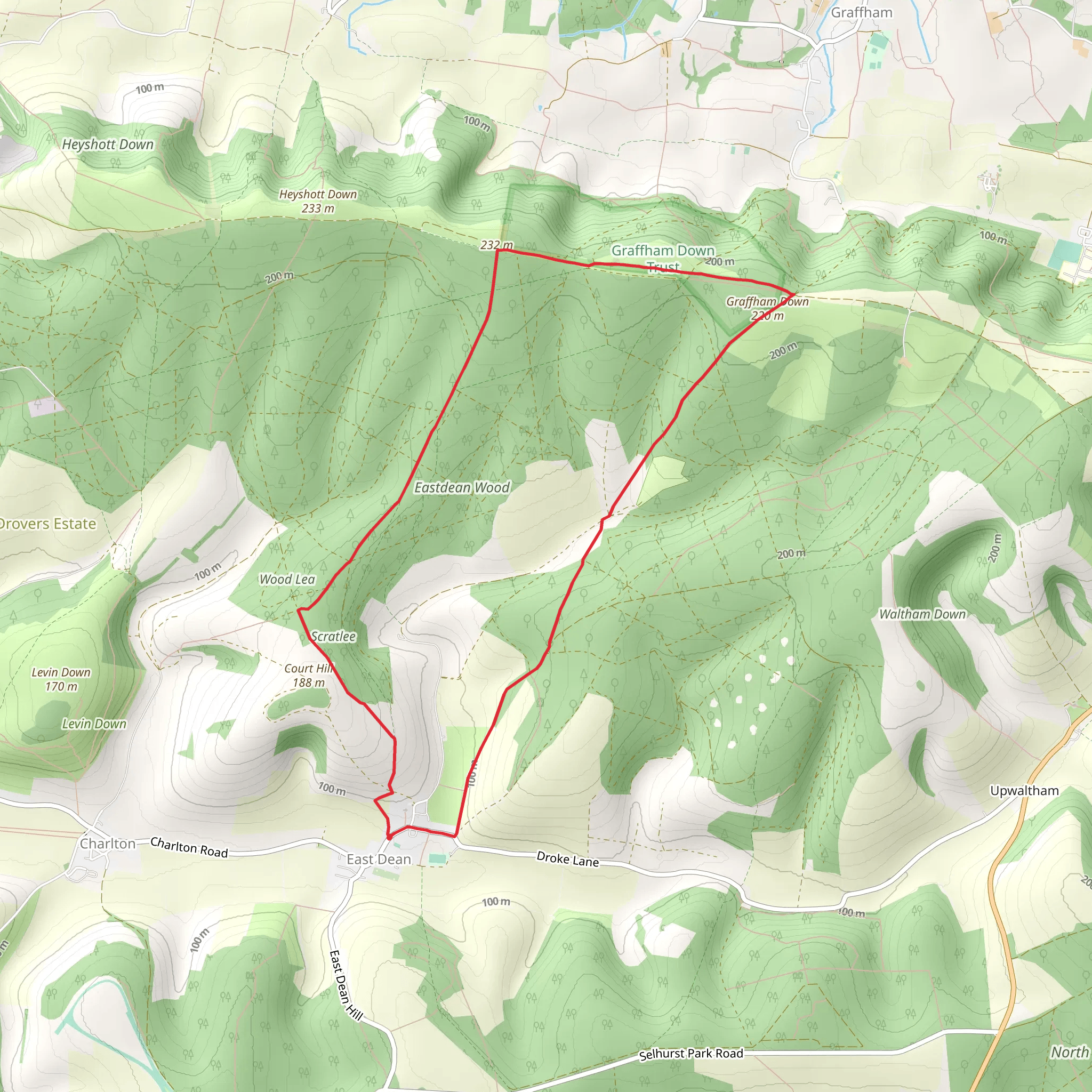 Eastdean Wood and Graffham Down Loop mobile static map