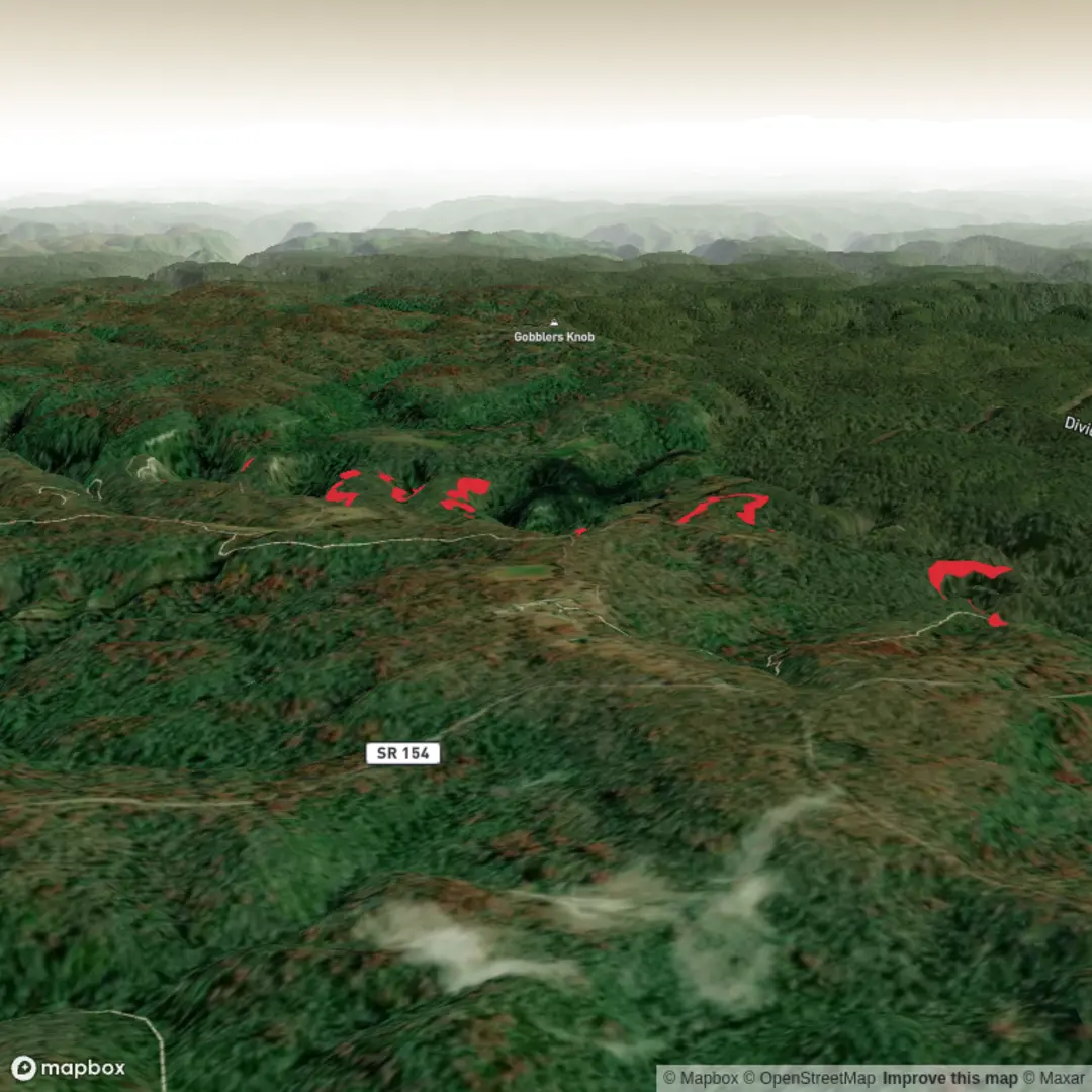An image depicting the trail Crystal Falls and Double Falls via Hidden Passage Trail and its surrounding area.