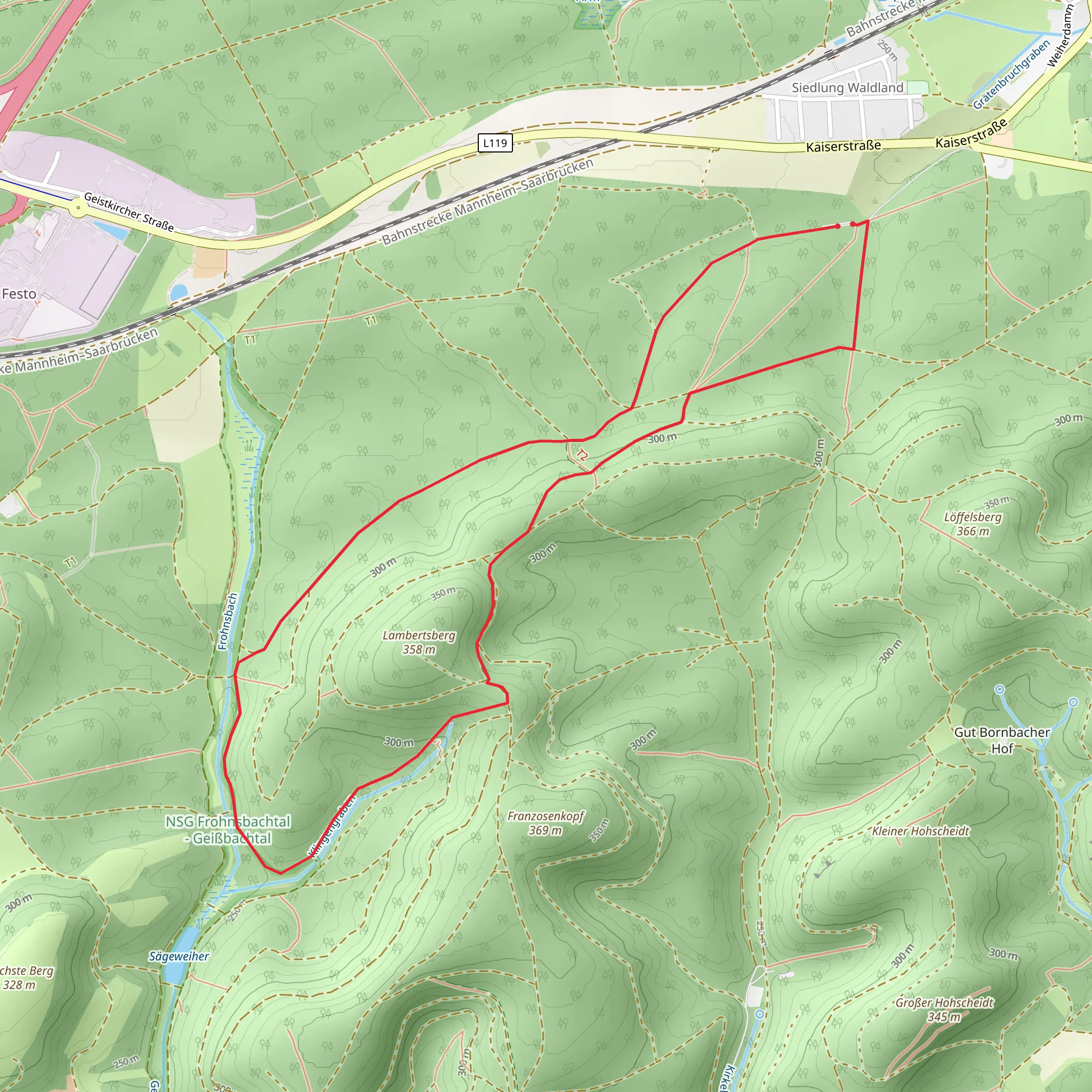 Geißbachwald and Lambertsberg Loop mobile static map