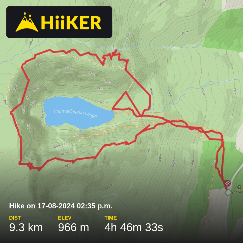 A map preview of the recording CoomSheenCon Hike on 17-08-2024 02:35 p.m..
