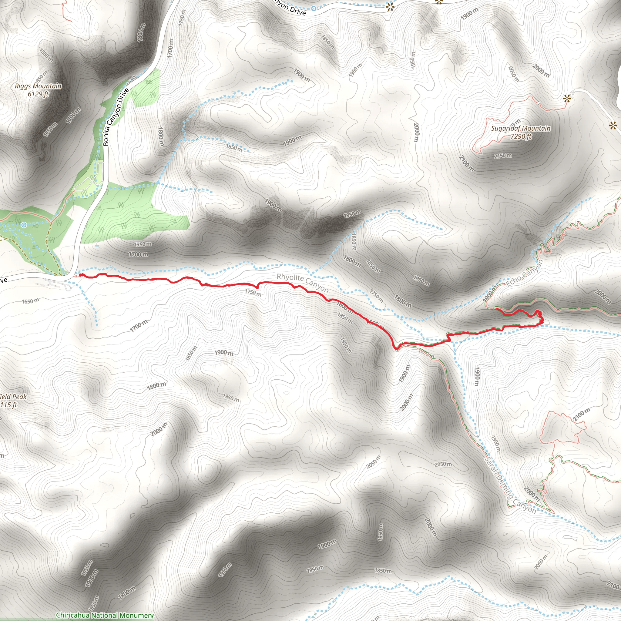 Lower Rhyolite Canyon Trail mobile static map