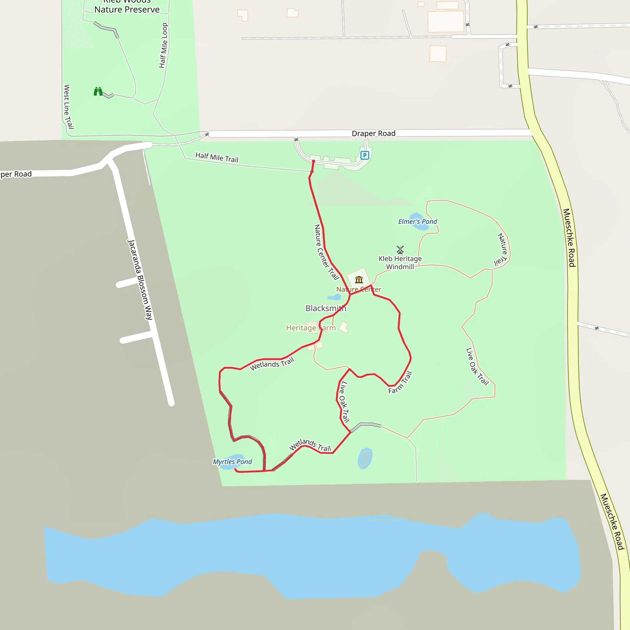 Walter's Pond Loop via Nature Center Trail mobile static map