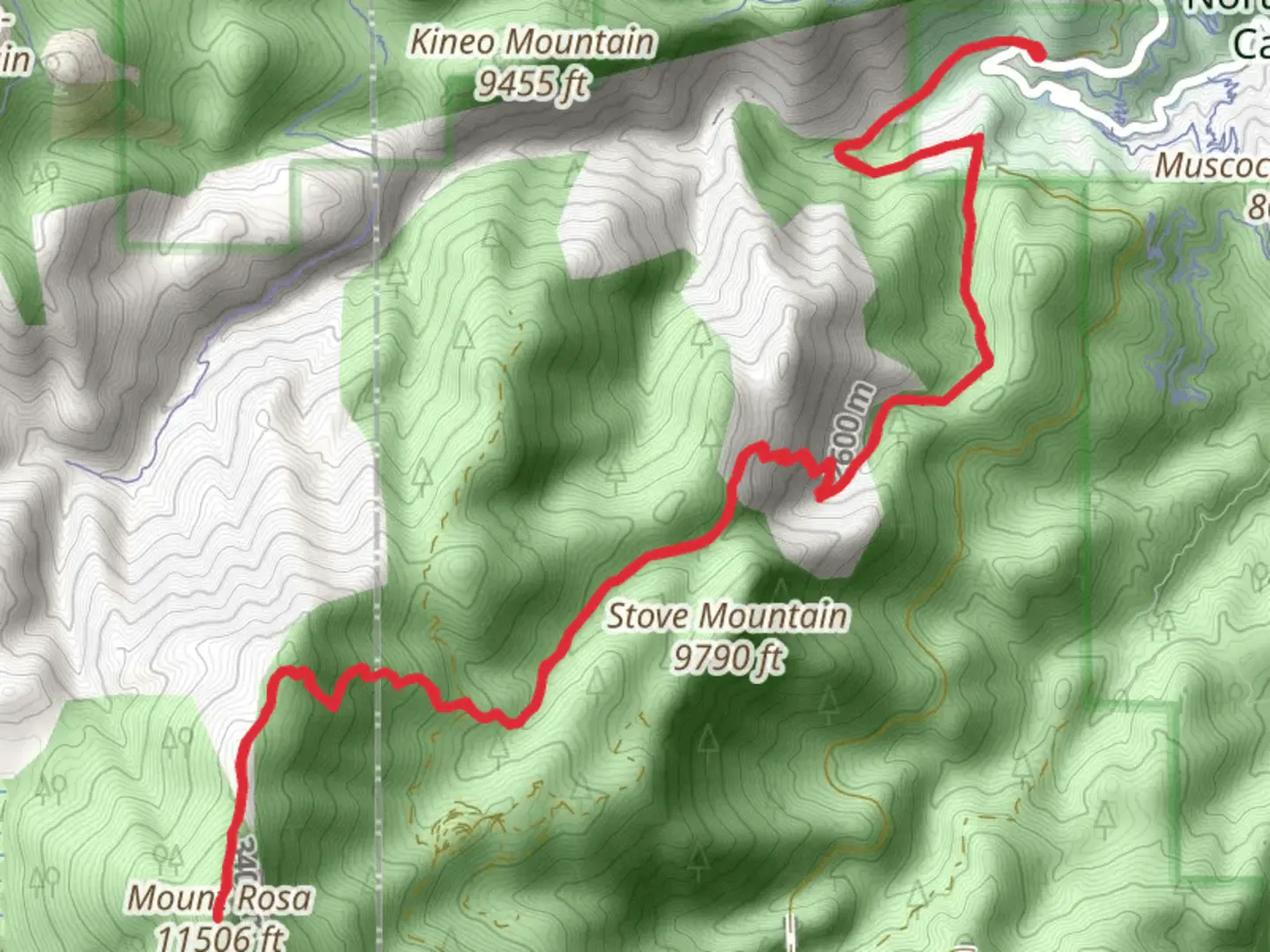 An image depicting the trail Mount Rosa via Gold Camp Road and its surrounding area.
