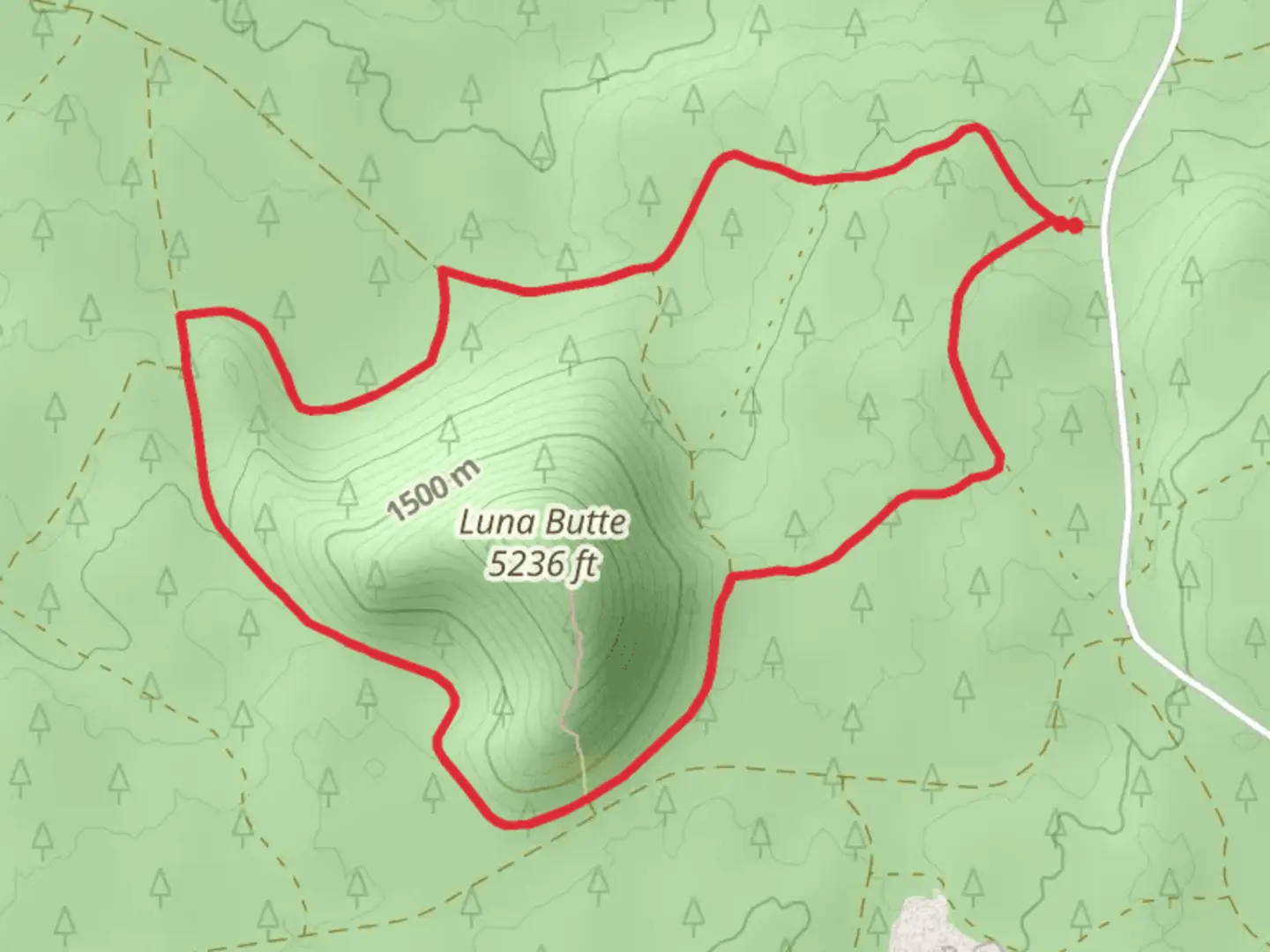 An image depicting the trail Luna Butte Loop and its surrounding area.