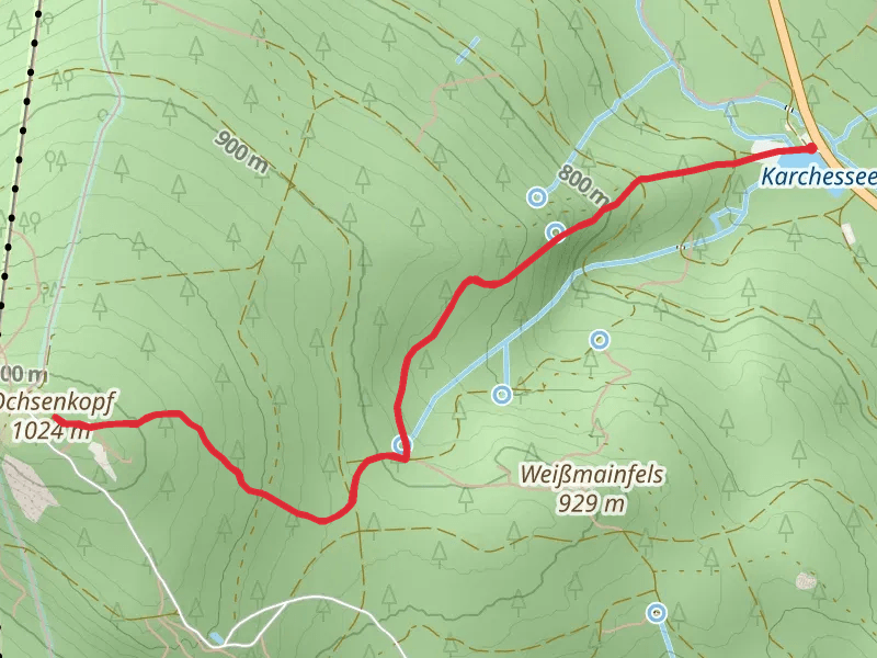 Ochsenkopf and Karchessee Walk via Quellenweg mobile static map