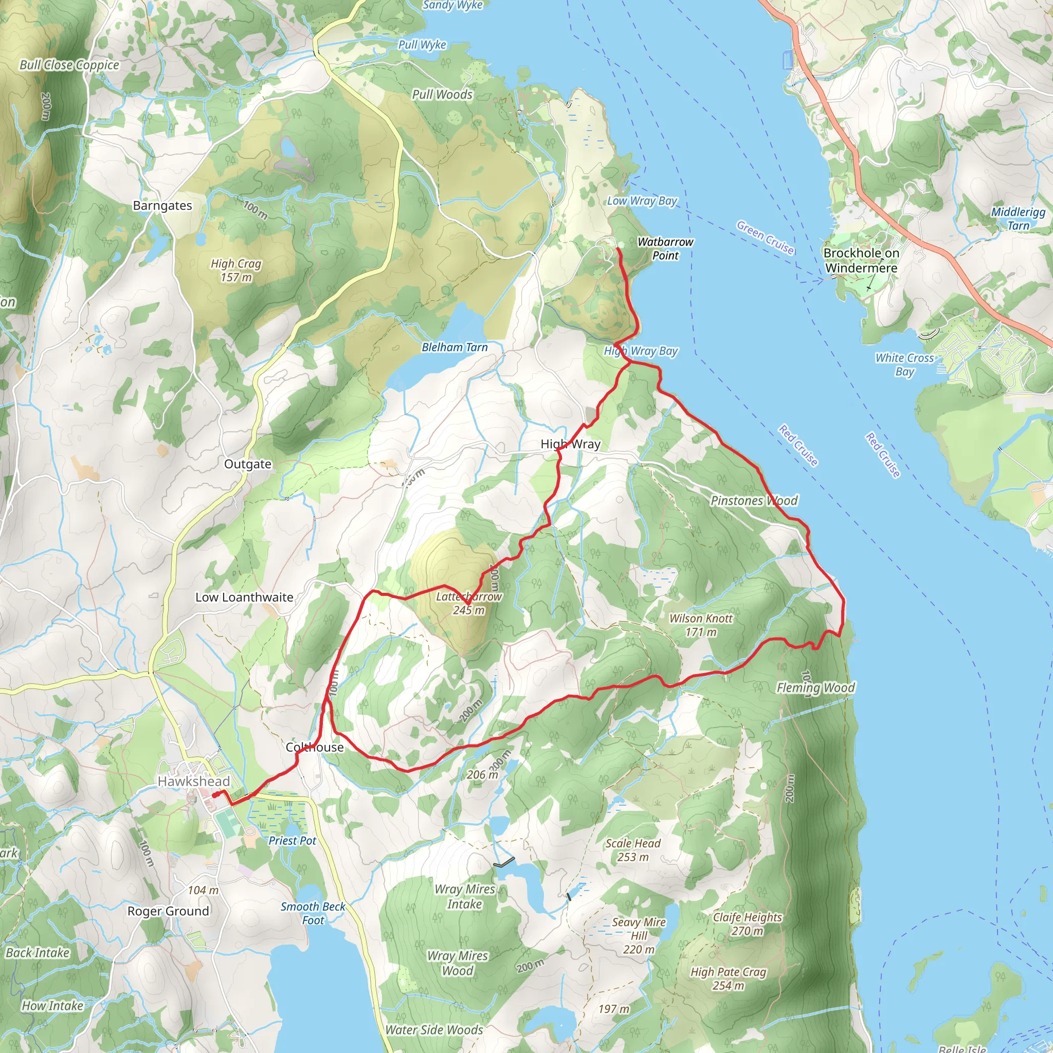 Latterbarrow and National Trust Wray Loop mobile static map