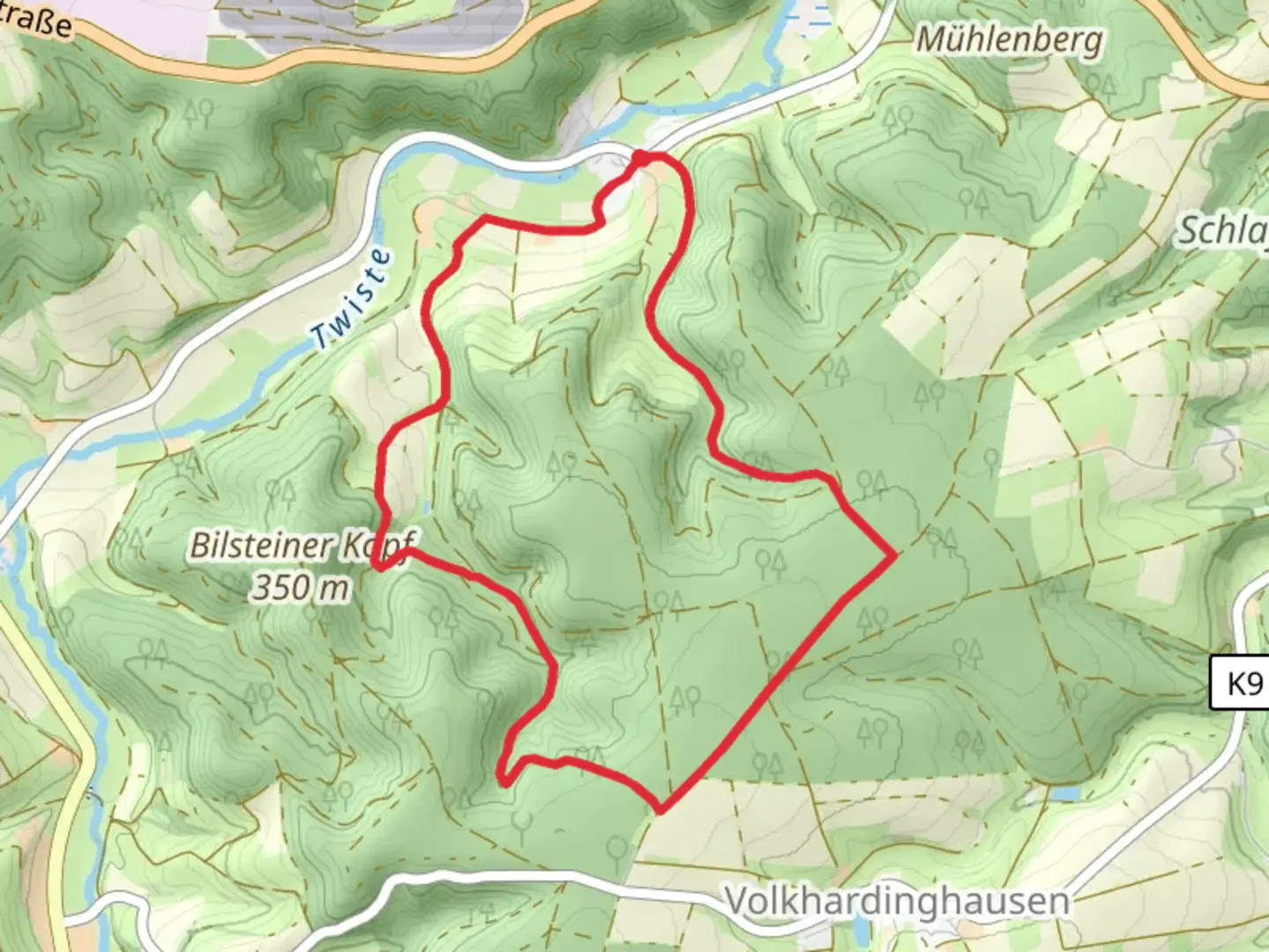 An image depicting the trail Bad Arolsen Wanderweg Loop and its surrounding area.
