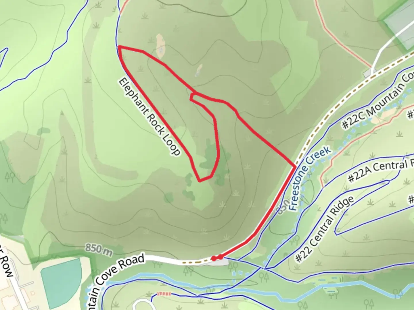 An image depicting the trail Elephant Rock Loop and its surrounding area.
