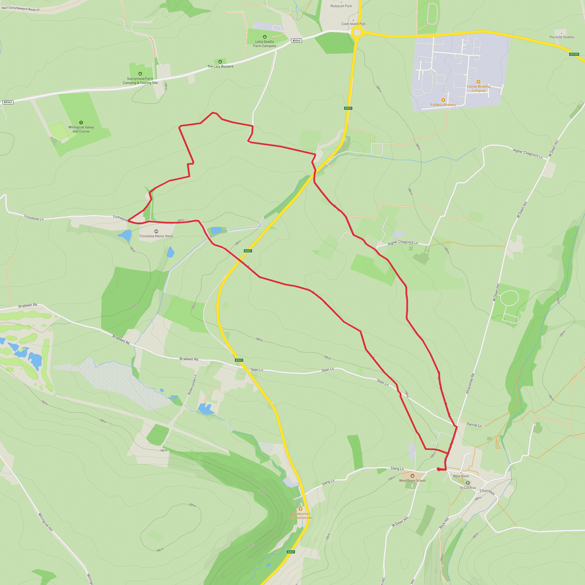 West Down Twitchen Loop mobile static map