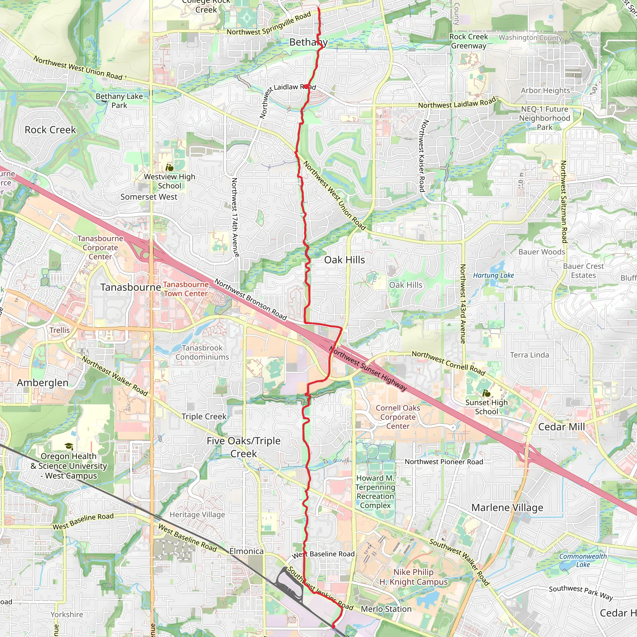 Waterhouse Trail - Merlo Road mobile static map