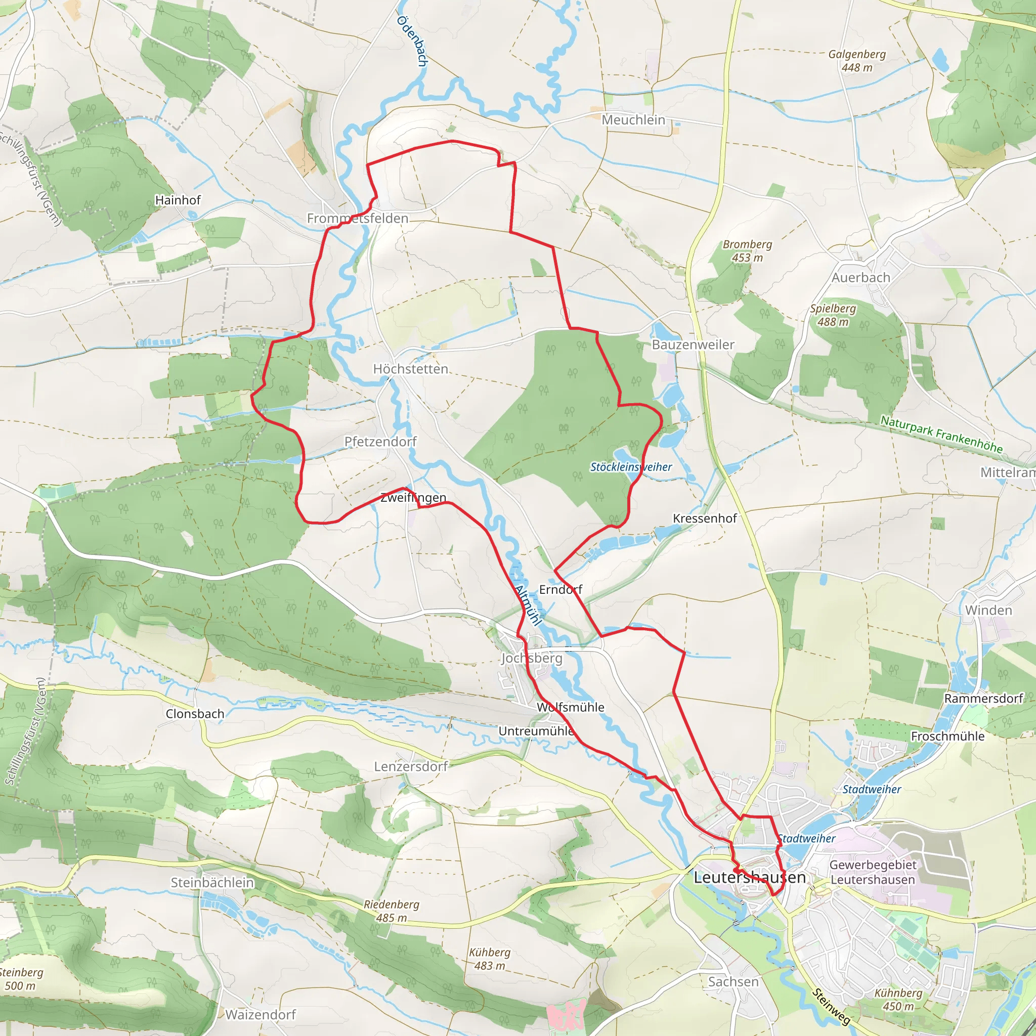 Stöckleinsweiher via Milanweg Leutershausen mobile static map