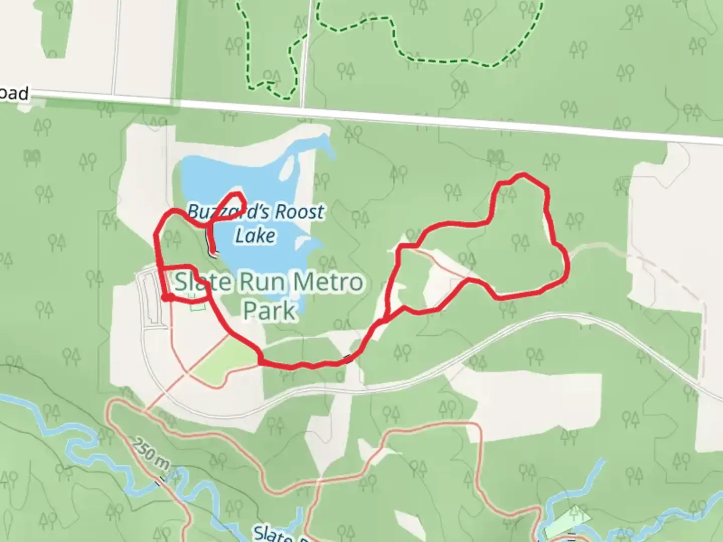 An image depicting the trail Buzzard's Roost Lake Loop and its surrounding area.