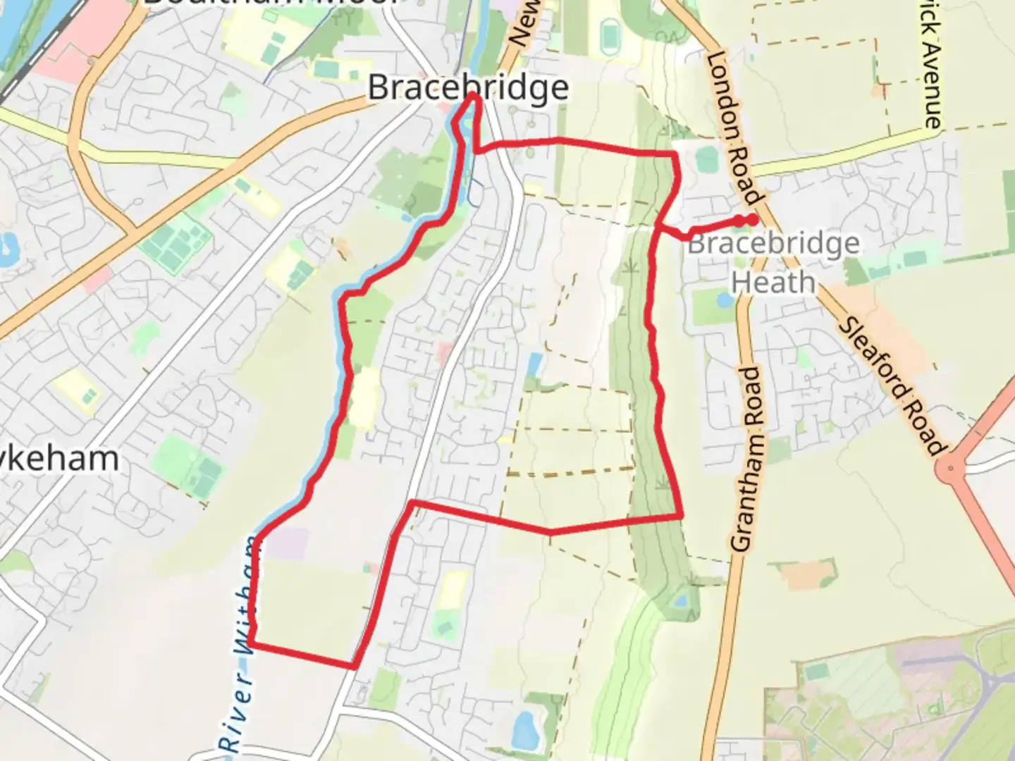 An image depicting the trail River Witham and Bracebridge Fishponds and its surrounding area.