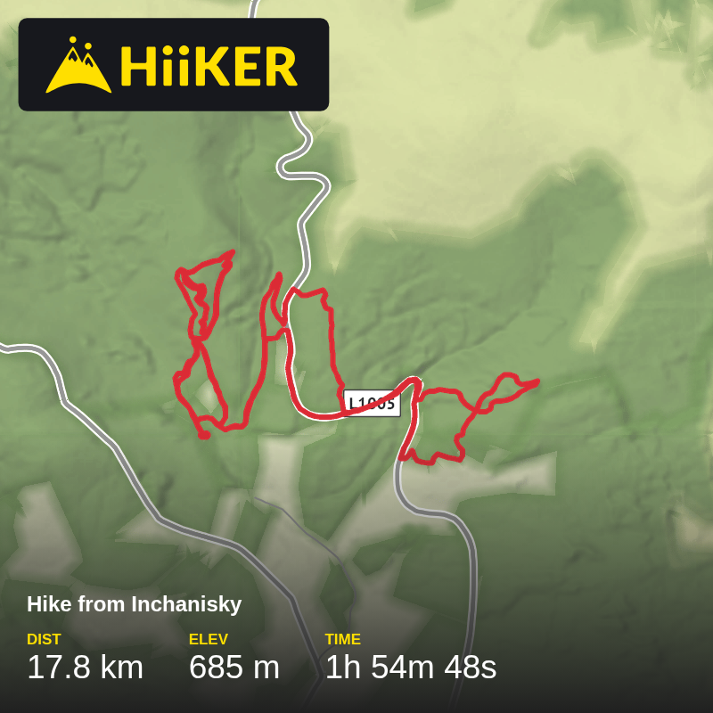 A map preview of the recording Hike from Inchanisky.