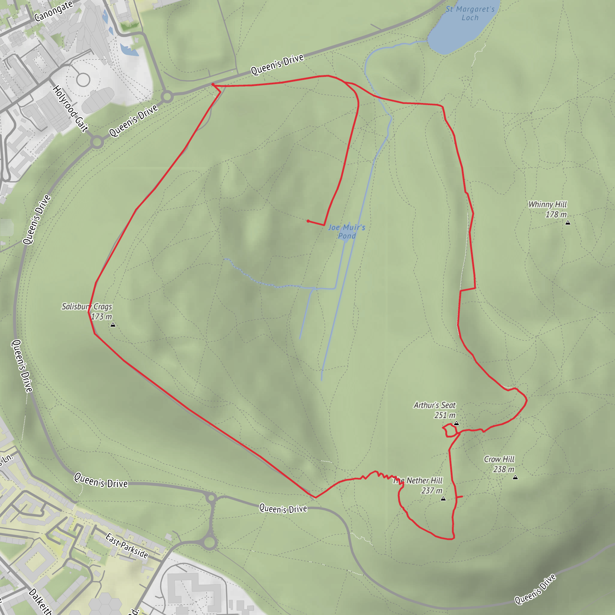 Dumbiedykes, Arthur's Seat and Holyrood Park Loop mobile static map
