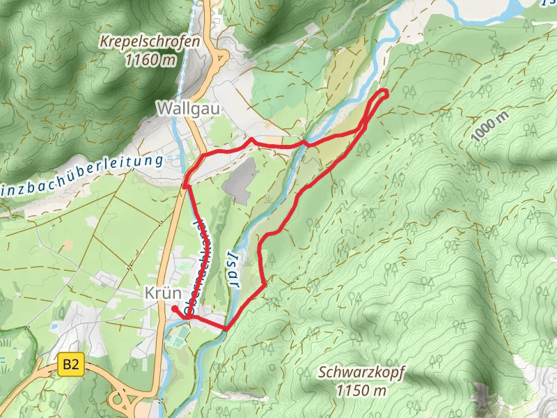 Auhutte and River Isar Loop from Krun