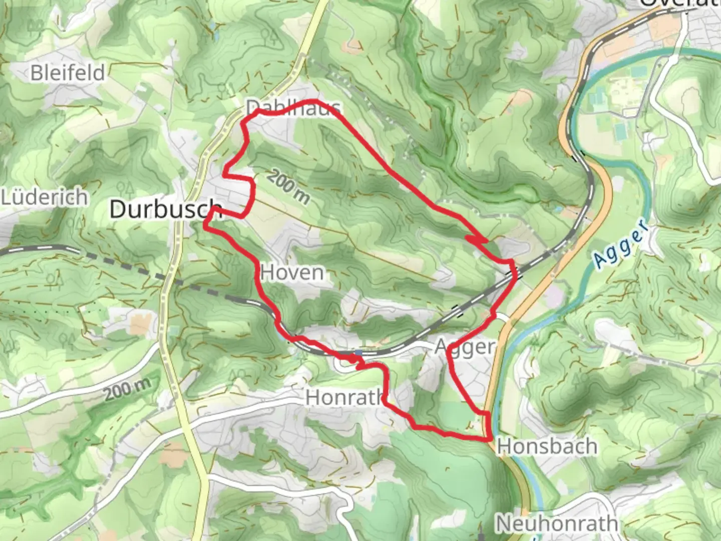 An image depicting the trail Naafshaeuschen Loop and its surrounding area.