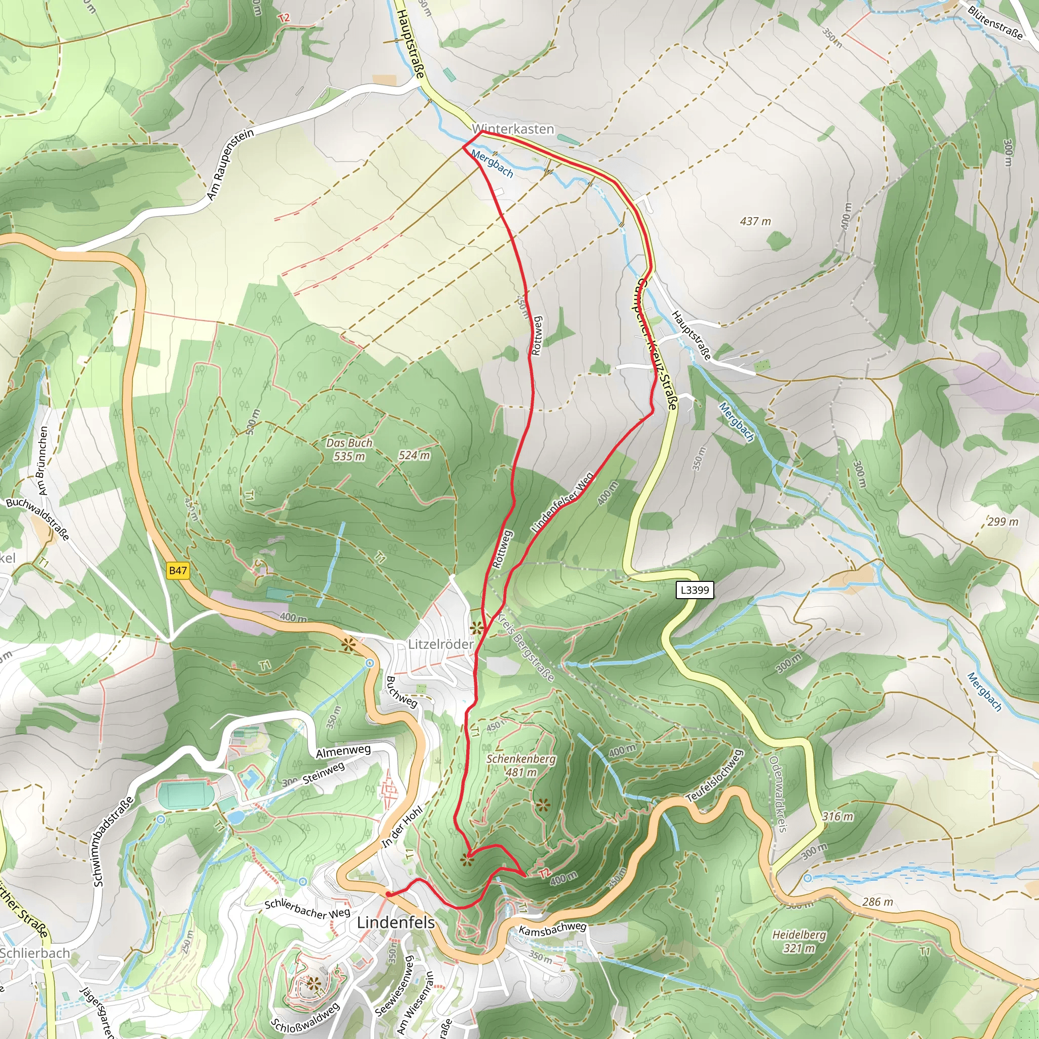 Main Stromberg Weg and Camino Incluso mobile static map